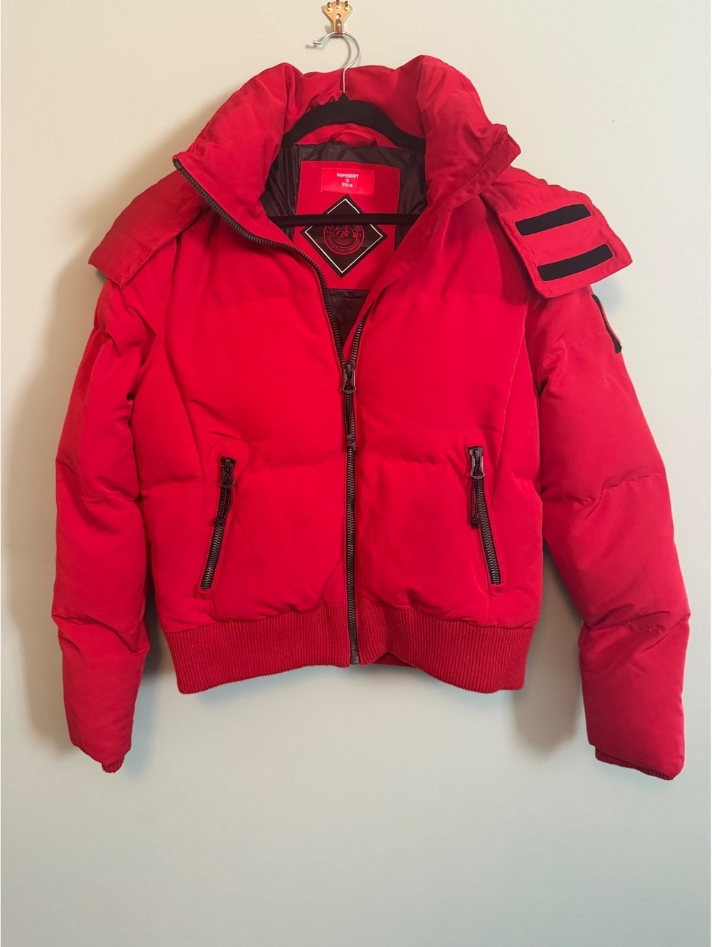 Superdry Everest Women's Bomber Jacket, Red, Size 10